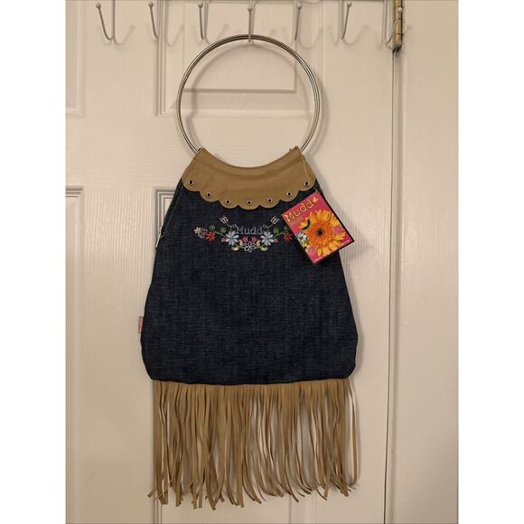 VTG 90’s Y2K Teen Tween Embroidered Denim Mudd Bagz tassel fringe handbag purse - Picture 1 of 14